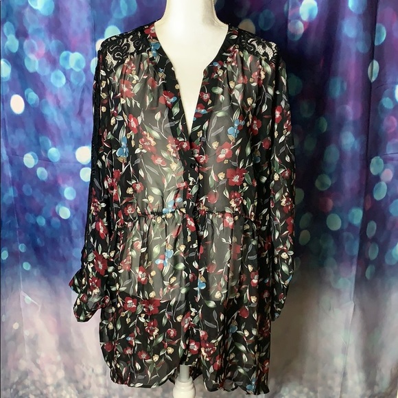 Loralette Tops - Loralette sheer babydoll top with lace details.